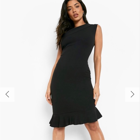 ONE SHOULDER RUFFLE HEM MIDI DRESS, size 12 - Picture 6 of 6